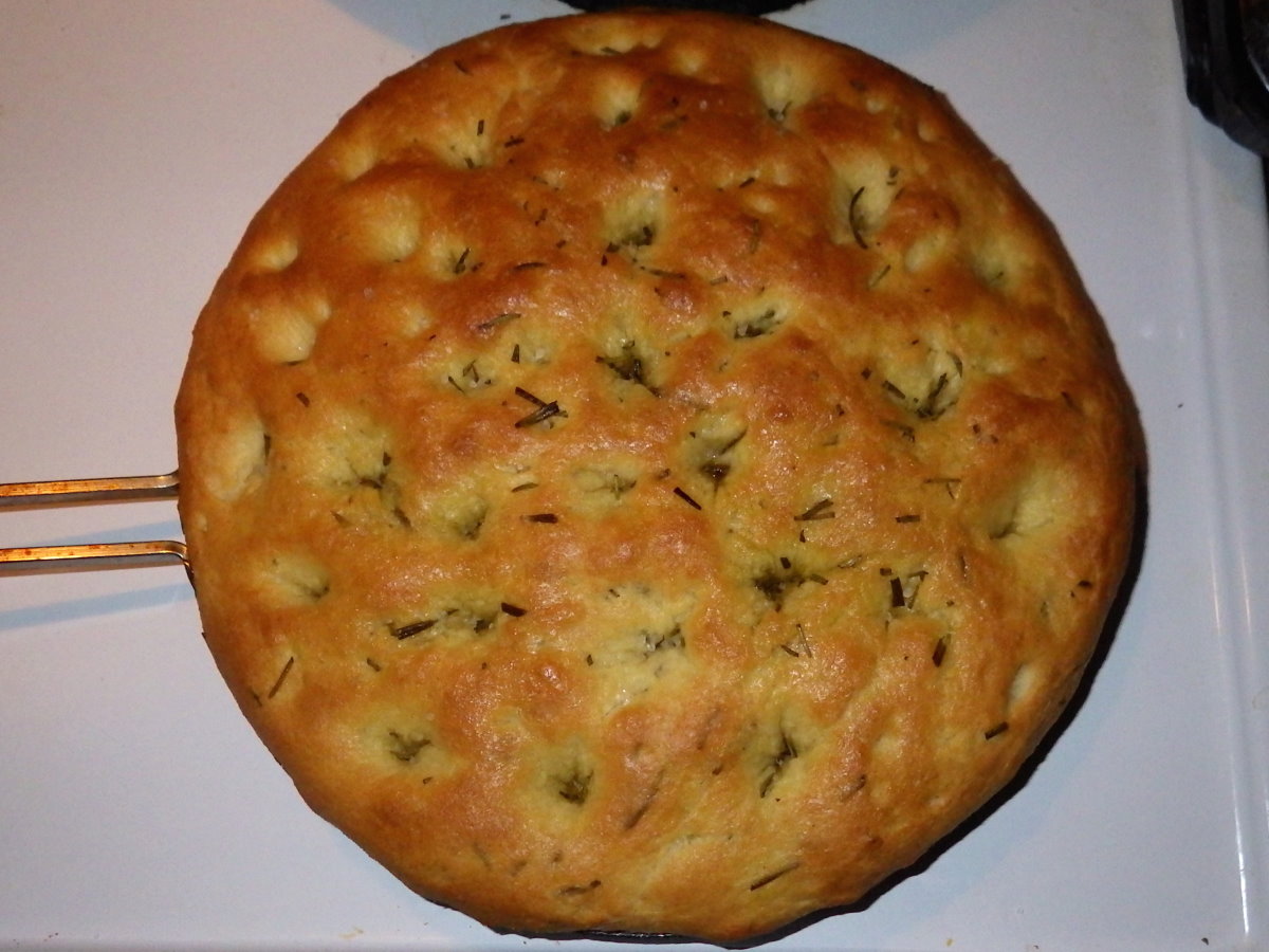 Photo of a baked focaccia